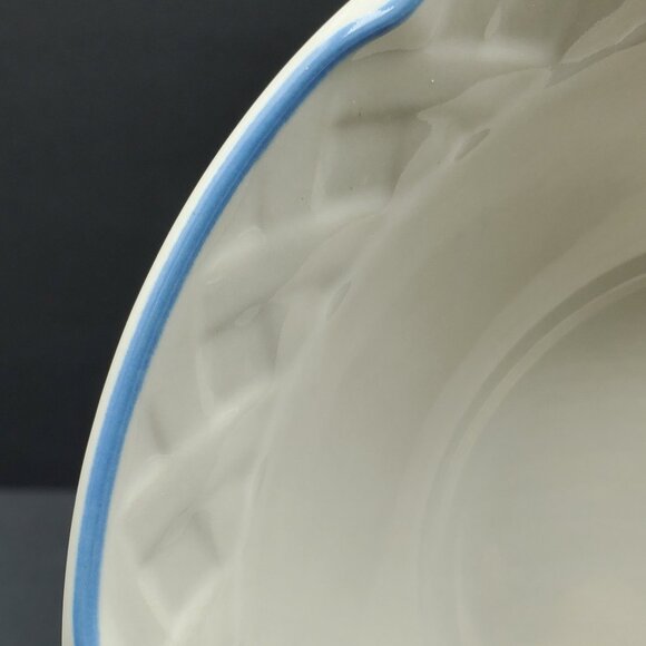 Vina Fera Cereal Bowl Vina Fera Radiance Fruit Dessert Bowl White Bowl Blue Edge - Picture 5 of 9